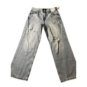 Aeropostale High Rise Baggy Distressed Jeans Light Wash Non Stretch 8S 4000